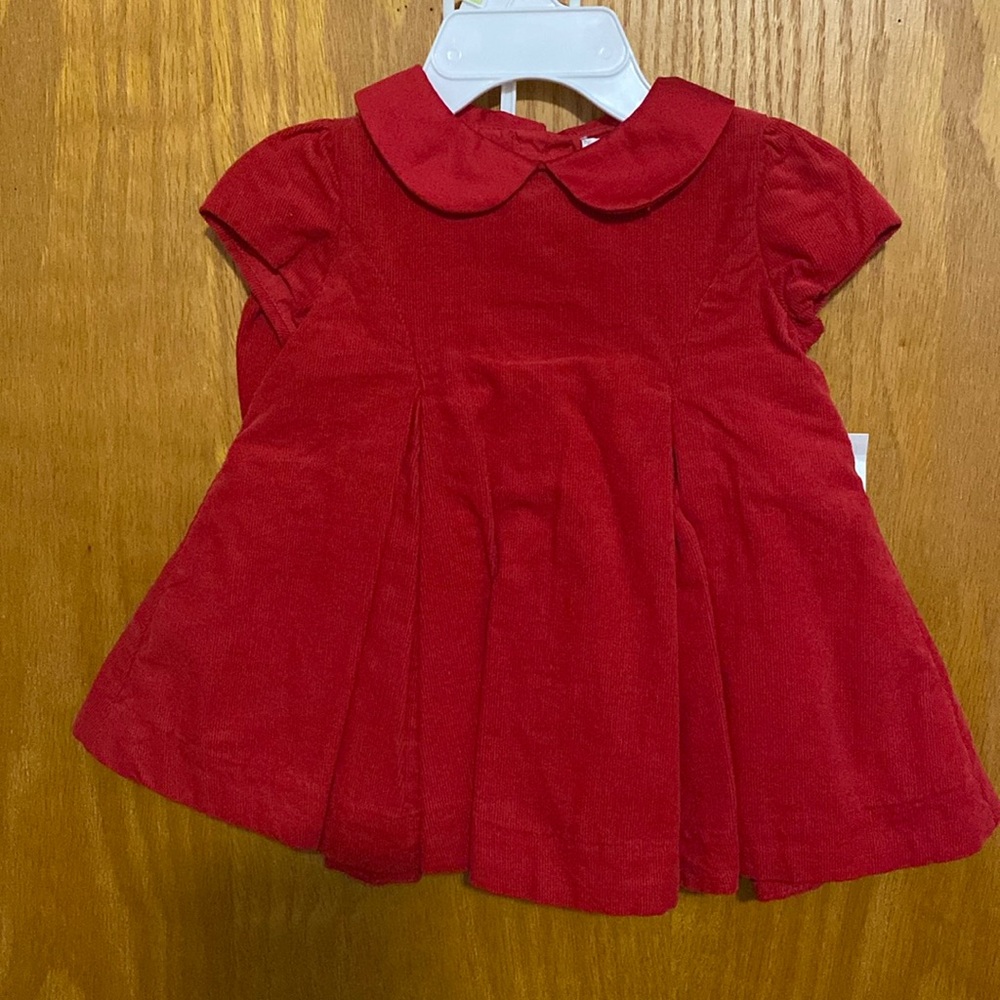 Ralph Lauren fine wale corduroy dress w/ diaper cover. Holiday red. NWT 3 months